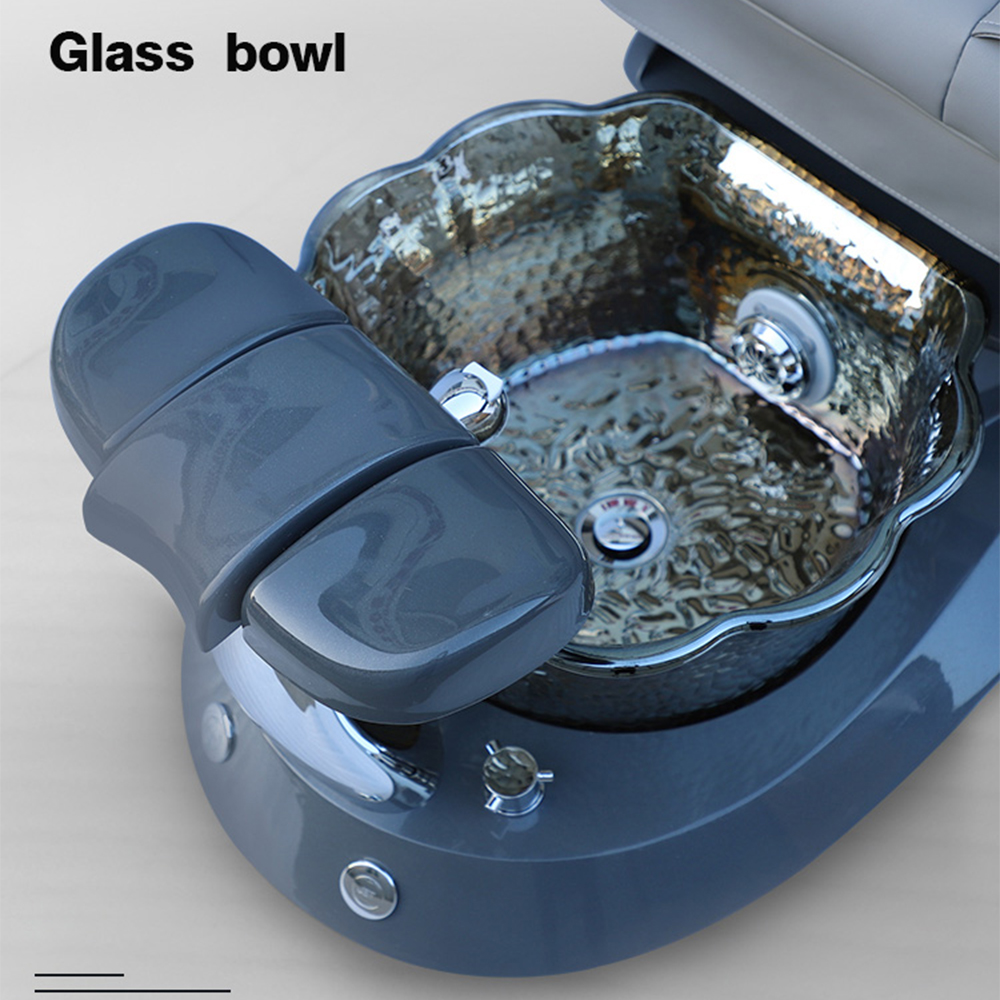 Silla de pedicura gris con fregadero para masaje de manicura y spa de pies Whirlpool Jet sin tubería eléctrica