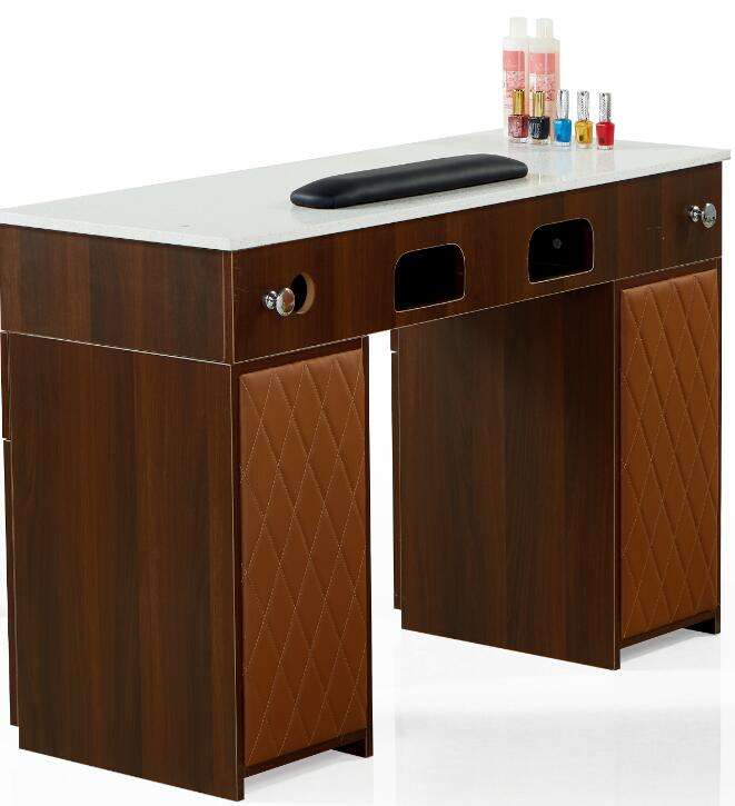 Mesa de manicura marrón Nail Bar Tech Desk Station con ventilación - kangmei