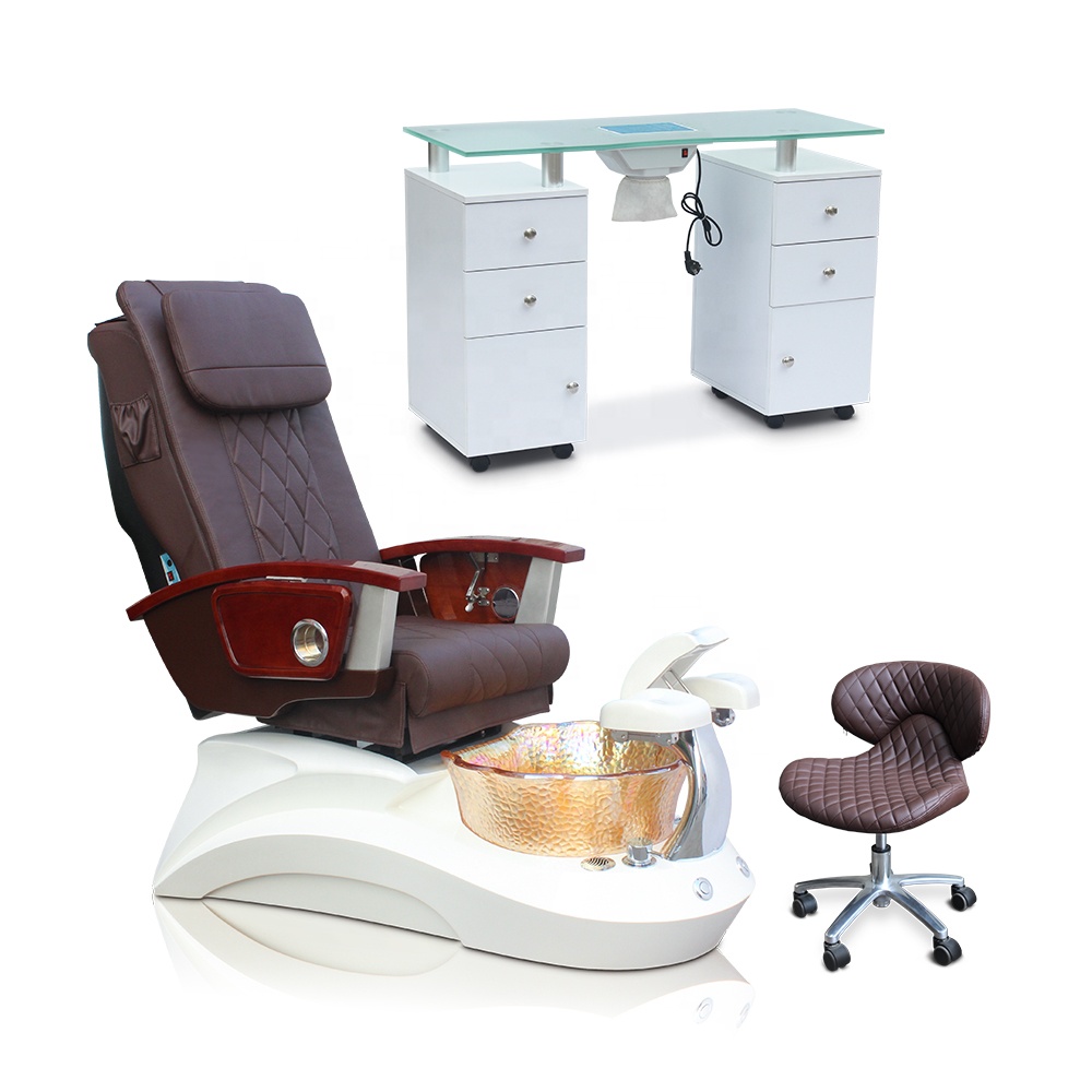 Muebles de salón de belleza de lujo moderno, silla de pedicura de masaje de spa de manicura de hidromasaje sin tuberías eléctrica a la venta