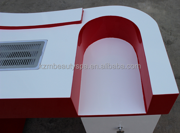 Mesa de manicura roja KANGZHIMEI con colector de polvo N049-1