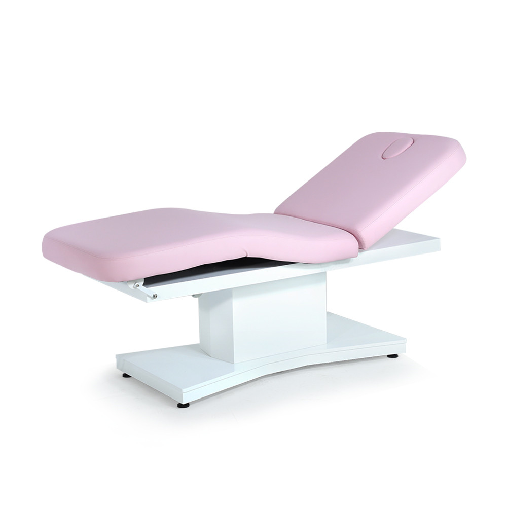 Magnífica camilla de masaje extra ancha eléctrica de color púrpura, cama facial para spa
