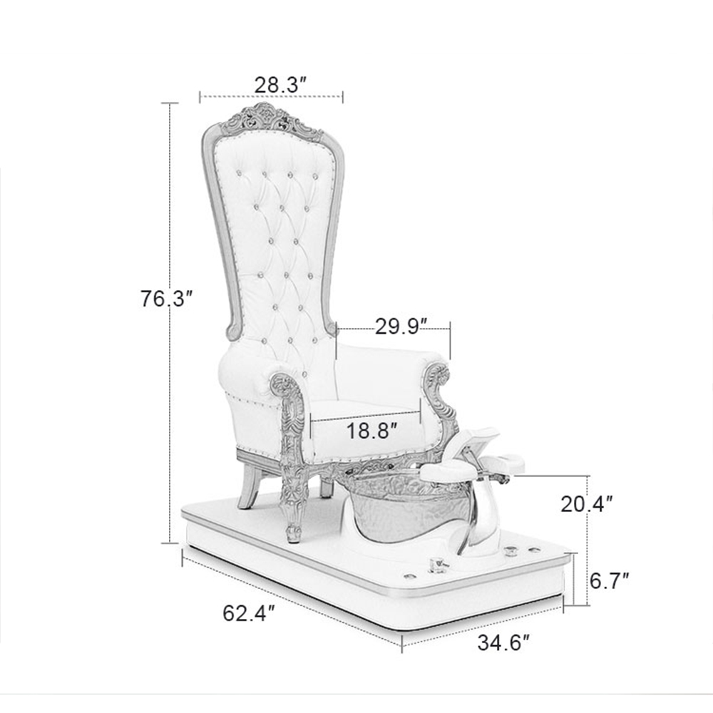 Royal Pipeless Foot Spa Sillón de pedicura Queen Throne con respaldo alto